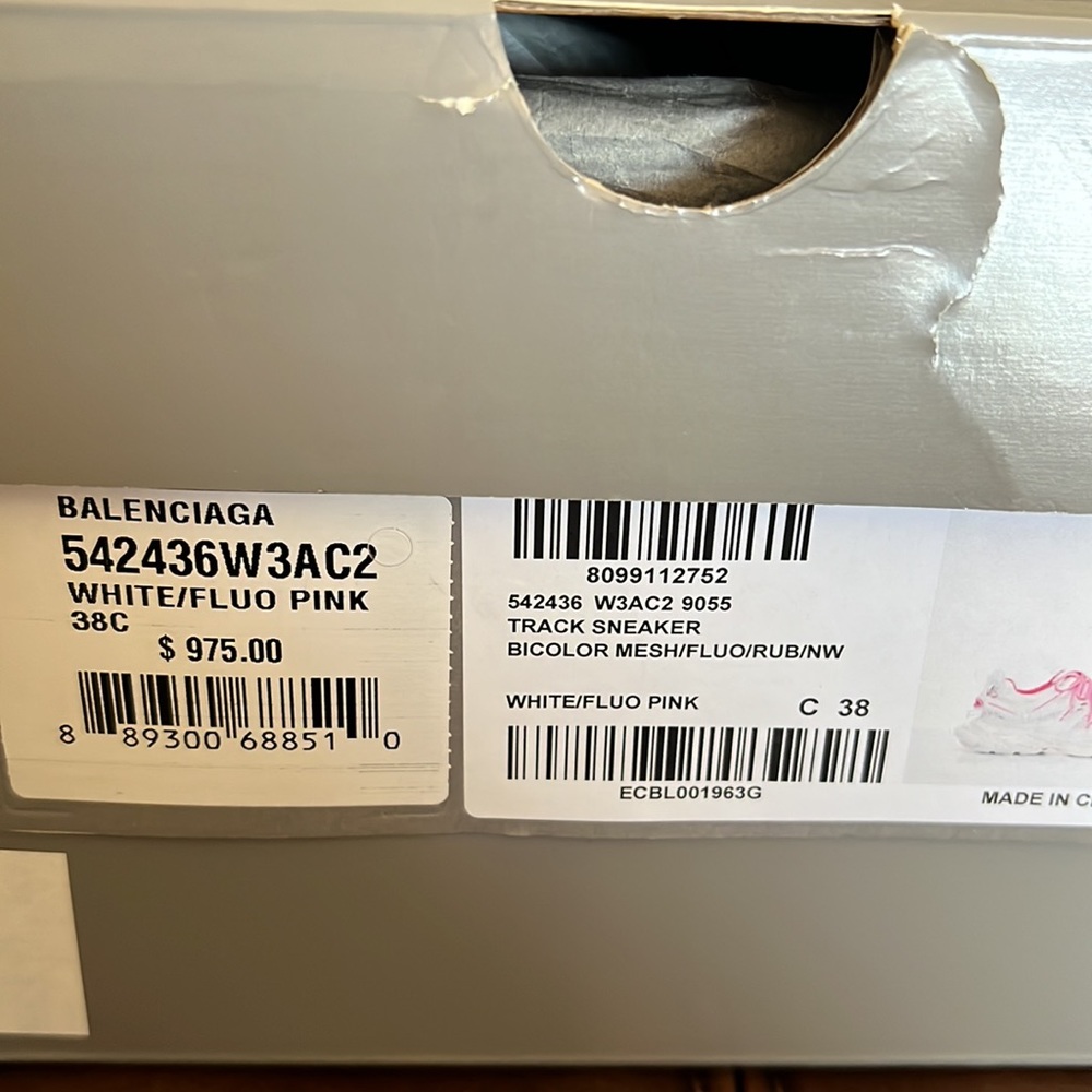Authentic Balenciaga White & Pink Track Sneakers Never Worn - Picture 3 of 12